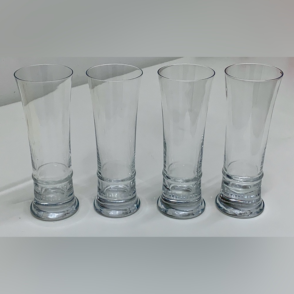 Set of Four 12 oz Frosted Etched Logo Pilsner Beer Glasses